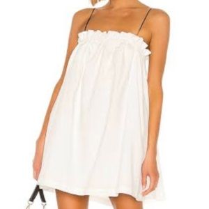 White Ruffle Dress- Can be worn strapless! NWT
